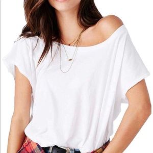 White off the shoulder t shirt